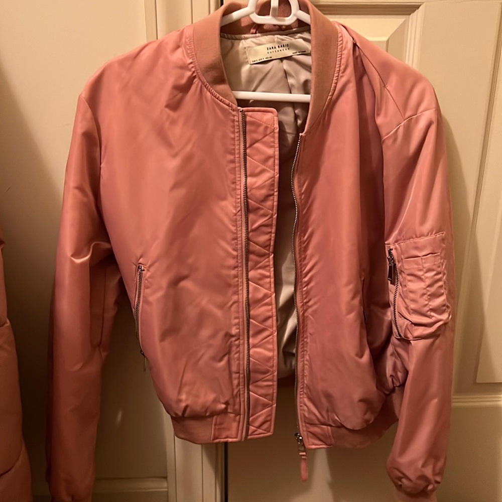 Zara pink bomber jacket size small
